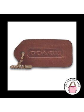 COACH VINTAGE DOUBLESIDED Hang Tag Bag Charm Keychain British Tan Leather 2.25"